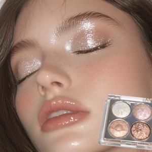 TEMU 고발색 4색 아이섀도우 팔레트 글리터 펄 쉬머 아이메이크업 월광 컬러 초미세 펄 파우더