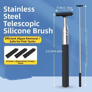 TEMU 3세대부터 사용 가능한 수족관용 망원형 조류 스크레이퍼 - 긴 손잡이, 양면 디자인, 스크래치 방지 기능이 특징입니다. 인체공학적 그립과 잠금 장치가 함께 제공됩니다. 사용하기 쉬움