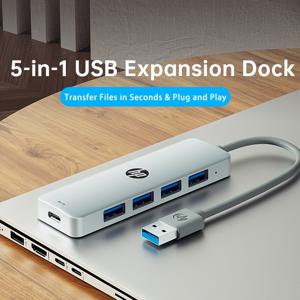 TEMU HP USB 허브, 외장 Type-C 전원 공급 장치 포함, 4× USB 2.0 확장 어댑터, 노트북, 데스크톱 및 워크스테이션용 플러그 앤 플레이 USB 스플리터, 일상 사무실, 재택 업무 공간 및 원격 근무를 위한 안정적인 데이터 전송, 크리스마스, 추수감사절, 새해 및 신학기 선물용 완벽한 휴일 테크 선물