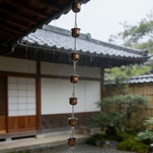 TEMU 레드 구리 레인 체인 벨 8구 컵형 1개 - 우아한 야외 종소리와 분수 장식, 테라스, 정원, 잔디용 - 내후성 금속 체인, 동화 정원과 현대적인 공간에 적합, 컨트리 참