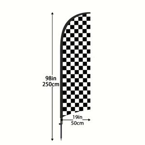 TEMU 체크무늬 테마 깃털 깃발 세트 | 250cm 내구성 좋은 폴리에스터 배너 (폴 키트 포함), 보도용, 상점 입구 및 상업 홍보에 적합한 뛰어난 시야 확보