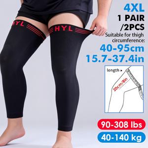 TEMU 1켤레/2개입 - 초대형 고탄력 풀 레그 압박 슬리브 | 긴 다리 무릎 보호대, 러닝, 운동, 일상생활용 긴 무릎 지지대, 블랙, 4XL, 최대 체중: 308lbs/140kg, 나일론, 엘라스테인, 니트 원단