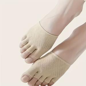 TEMU 부드러운 5발 반장화 한 쌍, 가벼운 미끄럼 방지 앞발 패드, 내구성이 뛰어나고 내마모성이 뛰어난 다양한 신발 유형에 적합. 하루 종일 편안함을 위한 통기성 및 냄새 방지 기능