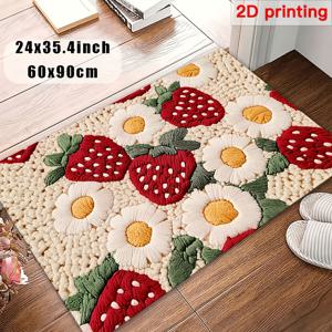 TEMU 스트로베리 데이지 패턴의 부드럽고 내구성이 뛰어난 매트. 세탁기 사용 가능하고 세척이 용이하며, 고품질 골든 벨벳으로 제작되었으며 미끄럼 방지 처리가 되어 있습니다. 제곱미터당 800그램 이상의 무게를 가지고 있습니다. 주방 매트, 거실 카펫에 적합합니다.