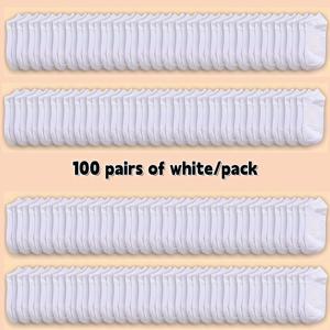 TEMU 여름철 남녀 공용 아웃도어 스포츠 및 캐주얼 웨어를 위한 단색 경량 통기성 흡습성 노쇼 양말 100켤레