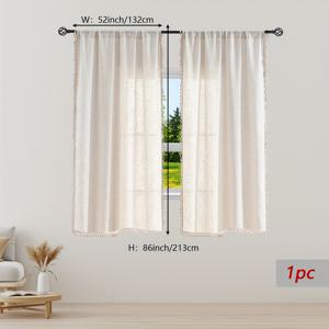 TEMU 1개 시어 커튼 패널 | 폴리에스터, 빛 필터링, 반투명 디자인, 로드 포켓, 코드 없음, 얀 염색, 목가적인 테마, 거실, 식당 또는 커피 영역에 적합