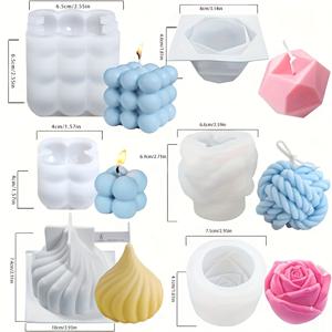 TEMU LEQU 캔들 만들기용 실리콘 몰드 세트 6개입, 야구 볼 버블 캔들 몰드, 3D 장미 실리콘 몰드, 베이킹 디저트 케이크 몰드, 소이 왁스 실리콘 몰드, 비누, DIY 아로마테라피 캔들