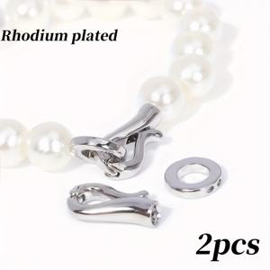 TEMU 18K 금도금 진주 버클 커넥터 2개 세트, 고정용 비드 엔드 캡 포함, 팔찌 주얼리 공예에 적합