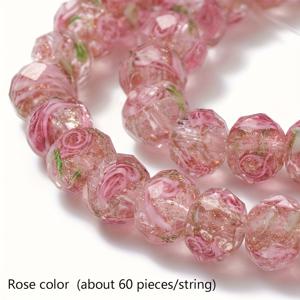 TEMU 10mm 내부 꽃 금색 모래 유리 비즈, 60개 비즈 정도가 한 줄에 들어가는, 팔찌, 목걸이 및 귀걸이 제작에 적합한 파체드 표면의 10mm 내부 꽃 금색 모래 유리 비즈 10Mm 줄