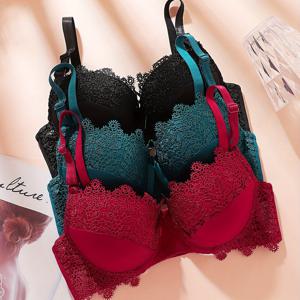 TEMU 여성용 단색 브라 3종 세트, B컵, 편안한 란제리