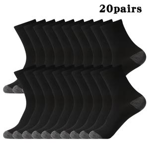 TEMU 남성용 미드 캐프 양말 20켤레, 통기성, 땀 흡수, 냄새 방지, 트렌디한 스포츠 롱 양말