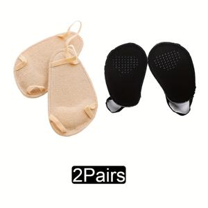 TEMU 2켤레 봄/여름용 타월 밑창 앞발 패드 미끄럼 방지 힐 슬링 투톱 반 사이즈 패드 하이힐 샌들 투명 보트 삭스