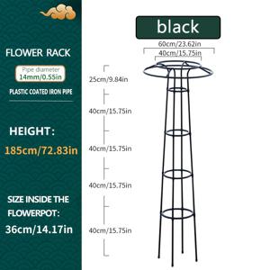 TEMU 이중 원형 우산 모양 플라워 랙, 덩굴 식물 및 장식 식물을 위한 지지대, 야외 정원 및 테라스에 적합