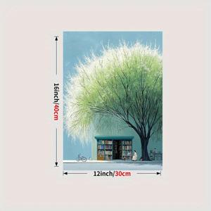 TEMU 2D 플랫, 2D 플랫, 가로등 아래 매력적인 창의적인 상점, 캔버스 프린트 벽걸이 장식, 집을 위한 장식품, 이상적인 선물, 축제 장식