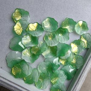 TEMU 20개입 녹색 연꽃잎 모양 장식 유리 비즈, 여름 주얼리 프로젝트에 완벽. 펜던트, 목걸이, 팔찌, 귀걸이 및 폰 체인 제작에 이상적