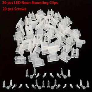 TEMU 20개 쉬운 설치 LED 네온 마운팅 클립 - 내구성 있는 PP 소재, 광택 마감, 2835 네온 라이트 및 기타 호환 가능 - 유연한 조명, 캐비닛 조명 및 DIY 프로젝트용 | 안전한 클립 디자인 | 투명 하우징, 네온 액세서리