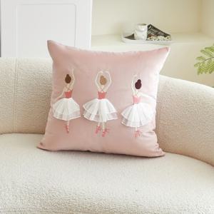 TEMU 벨벳 베개 커버 1개, 튤 스커트를 입은 장식 장식용 쿠션 커버, 단면 자수, 소파, 거실, 침실 집 꾸미기용, 베개 심 미포함