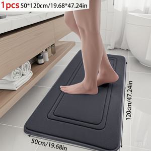 TEMU 1개 퀵 드라이 메모리폼 욕실 매트 | 미끄럼 방지, 세탁기 사용 가능, 욕실, 주방, 침실 및 세탁실에 부드럽고 편안함 - 기하학적 디자인, 욕실 매트 편안한 홈 데코 카펫