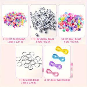 TEMU 264피스 NADD VILLAGE DIY 키체인 만들기 키트 - 투명 비즈, 알파벳/숫자 글자 & 하트 비즈 포함 - 비즈 공예 세트, 생일 파티 선물, 대량 키체인 재료 (264피스)