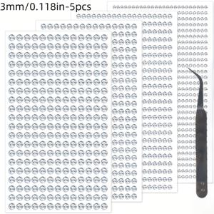 TEMU 5장의 자체 접착 투명 라인스톤 스티커 - 4가지 크기 (3mm/4mm/5mm/6mm) 트위저 포함, 메이크업, 헤어 액세서리, 홈 데코 & 스크랩북 장식용, 다목적 스티커, 반사 표면, 내구성 있는 접착제