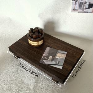 TEMU 1개 빈티지 목재 트레이 - 천연 원목 욕실 & 주방 정리함, 비누 보관대, 화장품 수납용 다목적 카운터탑 스탠드 - 팜하우스 데코 및 크리스마스 파티 장식에 이상적, 다양한 색상 선택 가능