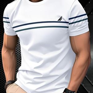 TEMU 남성용 3D 화이트 요트 프린트 티셔츠