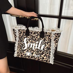 TEMU 세련된 프린트 신상 여성용 핸드백 대용량 캔버스 토트백 긴 속눈썹 영어 글자 패턴 가방 싱글 숄더 휴대용 가방