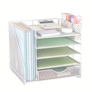 TEMU 모던 스타일 그리드 책상 파일 랙 1개, 5단 탁상용 수납함, 사무실용 다기능 책상 정리함, 파일 폴더 랙 및 홀더, 파일 보관 가능, 직장인용 액세서리