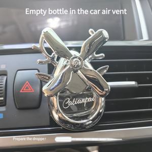 TEMU 자동차용 공기 청정제 디퓨저 빈병, 에어컨 통풍구용 리필형 향기 디퓨저, 회전식 팬 자동차 아로마테라피, 고급 향기 휘발화 용기, 차량용 통풍구 장착형 공기 청정제 (향기 미포함)