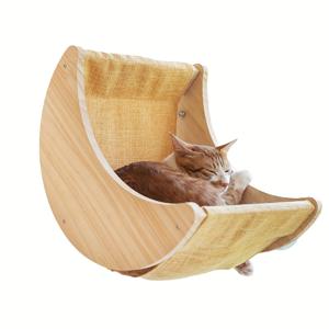 TEMU 흡착판으로 걸리는 나무 해먹, 창문에 이상적, 애완동물을 위한 아기띠 역할, 벽에 설치 가능, 고양이 침대 기능, 벽걸이형 고양이 가구에 속함 (고양이 해먹, 창가 고양이 침대 포함)