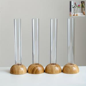 TEMU 투명한 소형 직경 유리 시험관 꽃병 4개, 데스크탑 꽃꽂이 및 수경 재배용으로 디자인됨, 높은 미적 가치, 거실 장식에 적합하며, 신선한 꽃을 보이는 침실 및 욕실에도 적합합니다.