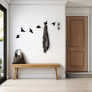 TEMU 6개 세트, 블랙 메탈 새 벽걸이 후크 - 입구 장식용 걸이, 독특한 동물 테마 디자인, 홈 오피스 장식에 완벽, 새 애호가를 위한 완벽한 선물, 실내용 걸이 | 아르데코 스타일 | 벽걸이 디자인, 새 액세서리, 입구 장식,홈 ,스타일리시 행거,독특한 디자인,걸이형 액세서리,벽걸이 후크,선물 쇼핑객