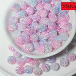 TEMU 55개 10mm 컬러 핑크 퍼플 블루 핑크 양미 볼 비즈 아크릴 비즈 공예 비즈 장식 비즈 주얼리 제작 용품