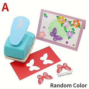 TEMU 1개 랜덤 색상 나비 스크랩북 펀치 수제 커터 카드 공예 칼리코 프린팅 꽃 종이 공예 펀치 홀 펀처