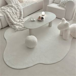 TEMU 1000G 모조 캐시미어, 10mm 크림색 순백색 카펫, 한국 인싸 스타일 거실 소파 러그, 푹신하고 부드러운 침실 장식용 구름 모양 매트 (커피 테이블용), 옷장, 라운지 카펫, 프랑스 화장대 러그, 가정용