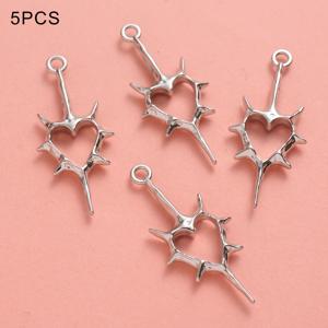 TEMU 5개 은색 가시 달린 하트 펜던트 | 날카로운 가시 질감의 속이 빈 하트 디자인, 목걸이 및 추가 장식용 탑 후크, 다크 앤 스위트 쿨 스타일에 이상적