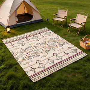 TEMU 피크닉 담요, 200x200cm 대형 비치 블랭킷 야외 피크닉 매트, 캠핑용 휴대 손잡이 포함 비치 매트