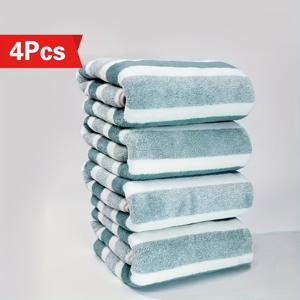 TEMU 핸드 타월 4개, 매우 부드러운 보풀 없는 타월, 사이즈 35cm X 75cm, 욕실, 캠핑, 해변, 호텔, 헬스장용—가족을 위한 완벽한 휴일 선물, 경량 타월, 타월 세트, 타월, 부드러운 타월, 타월, 고품질 타월, 스파 애호가용