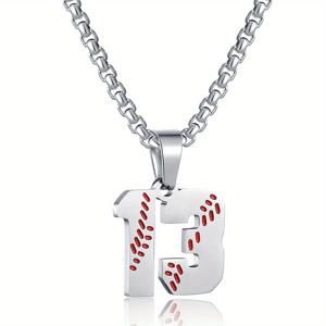 TEMU 남아용 야구 등번호 목걸이 1개, 00-18 선수 저지 등번호 목걸이, 스테인리스 스틸 체인 야구 펜던트, 남성용 야구 선물 펜던트