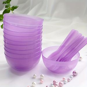 TEMU 플라스틱 마스크 혼합 그릇 및 스틱 10개 세트, 미용실 DIY 마스크 혼합 도구용 페이셜 마스크 그릇, 김말이 소프트 그릇, 마스크 혼합 스틱, 스파