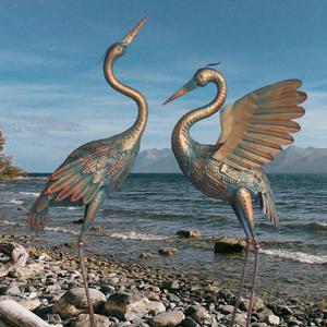 TEMU 금속 오리 조각상이 있는 구리 정원 조각상 2개 세트, 높이 33-37인치, 마당, 연못, 잔디밭 및 수영장의 야외 장식에 이상적이며 부활절 및 계절별 봄 & 여름 장식에 완벽합니다.