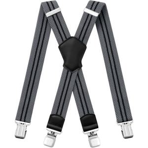 TEMU 남성용 옥수수알이 무늬 벨트 4cm 폭, 4개의 강력한 금속 클립이 달린 헤비듀티 서스펜더, 모든 남성과 여성에게 맞는 조절 가능한 탄력 있는 X자형, 작업용 청바지, 작업바지, 점프수트, 바지 등에 적합