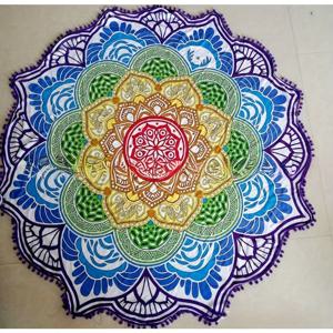 TEMU 원 로터스 피규어 요가 매트 - 다용도 비치 타월 및 야외 스포츠 장비, 밝은 노란색 및 터키석 색상