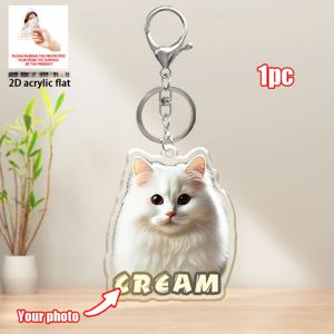 TEMU [2D 아크릴 플랫] 1개 맞춤형 사진 및 이름 키체인, 백팩 펜던트, 아크릴 자동차 키체인, 커플, 친구, 애완동물, 사진 개인화, 양면 효과, 컬렉션 기념품