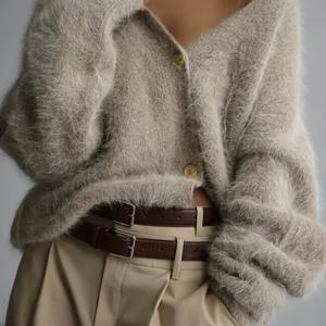 TEMU V넥 버튼업 긴팔 스웨터 코트, 봄가을용 캐주얼