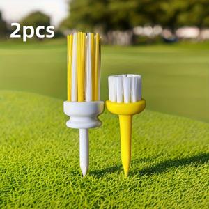 TEMU 골프 티 2개 세트와 골프 클럽용 클리닝 브러시, 브러시와 유사한 털로 설계되어 마찰을 최소화합니다. 이 골프 추가품은 사선 삽입으로 연습 중 거리 및 속도를 향상시키는 티를 포함합니다.