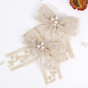 TEMU 2개 세트 우아한 시스루 레이스 리본 & 헤어 클립 - 블러쉬 웨딩, 프롬, 파티용 헤어핀 (땋은 머리, 번, 포니테일) - 가벼운 헤어 타입, 사계절 일상용