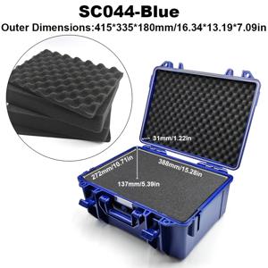 TEMU 내구성 있는 하드 쉘 플라스틱 공구함 1개, , 다기능 보호 케이스, 보관함, PP/ABS 소재, 방수 및 방진, 내압성 및 낙하 방지, 미리 절단된 뜯을 수 있는 정사각형 스펀지 포함, 다양한 모델과 사이즈의 장비에 완벽하게 맞음, 드론, 카메라, 캠코더, 악기, 비디오/오디오 장비의 보관, 정리, 운반에 적합, 여러 사이즈와 색상 선택 가능