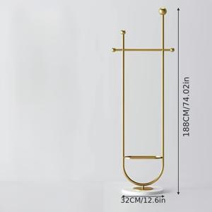 TEMU 1개의 세련된 금속 코트 랙 스탠드, 독립형, 다목적, 조립 불필요, 특수 기능이 있는 현대식 가정용 걸이 수납 장치, 가정용 블랙 및 골든 색상