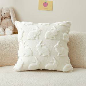 TEMU 1개, 부활절 페이크 쿠션 커버, 부활절 토끼 베개 커버, 단면 자수, 17.7*17.7인치, 소파, 거실, 침실 홈 데코에 적합, 베개 속통 미포함